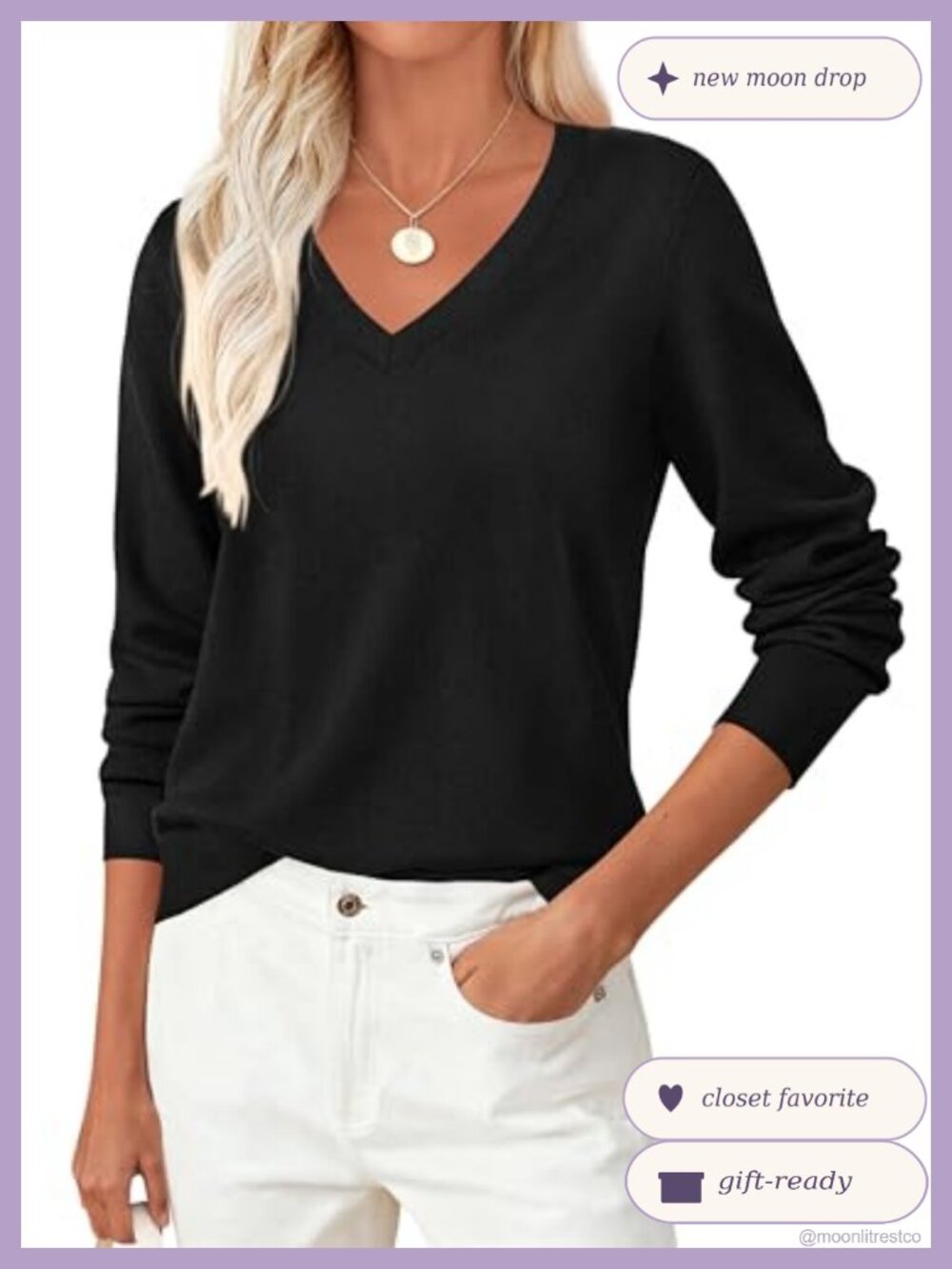 Cozy Knit Long Sleeve V Neck Sweater Pullover